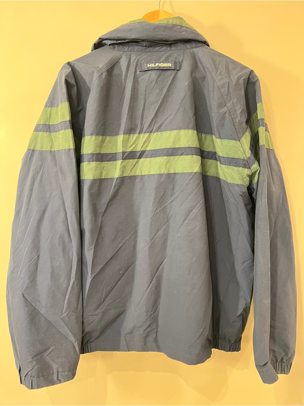 Vintage Tommy Hilfiger Hooded Windbreaker Jacket Mens Large Blue Green Y2K 90s - Picture 10 of 14